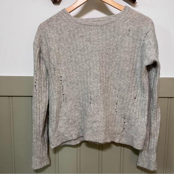 Nili Lotan Gray Cashmere Baxter Distressed Sweater Size XS - Picture 4 of 10